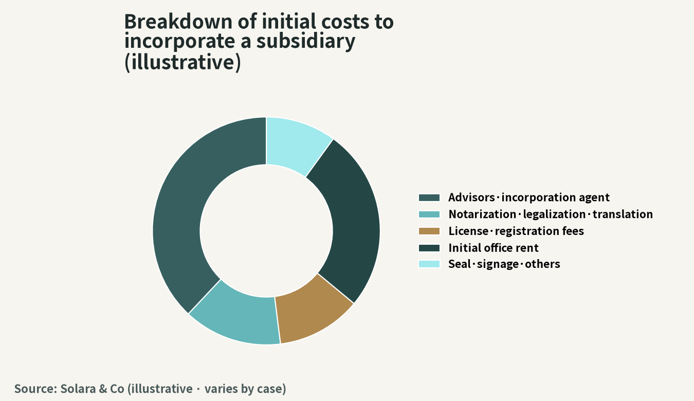 Illustration of the breakdown of initial incorporation costs