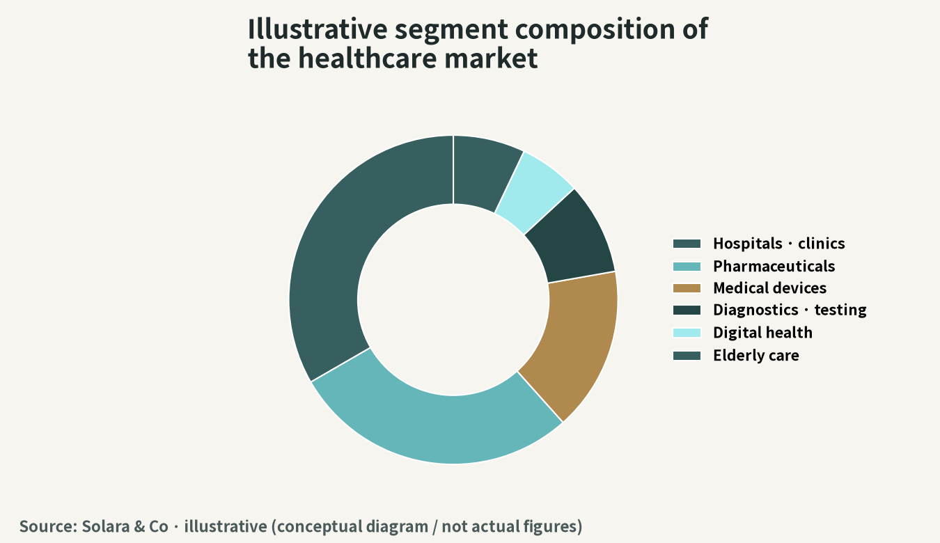Conceptual illustration of the segment composition of Vietnam's healthcare market (illustrative)
