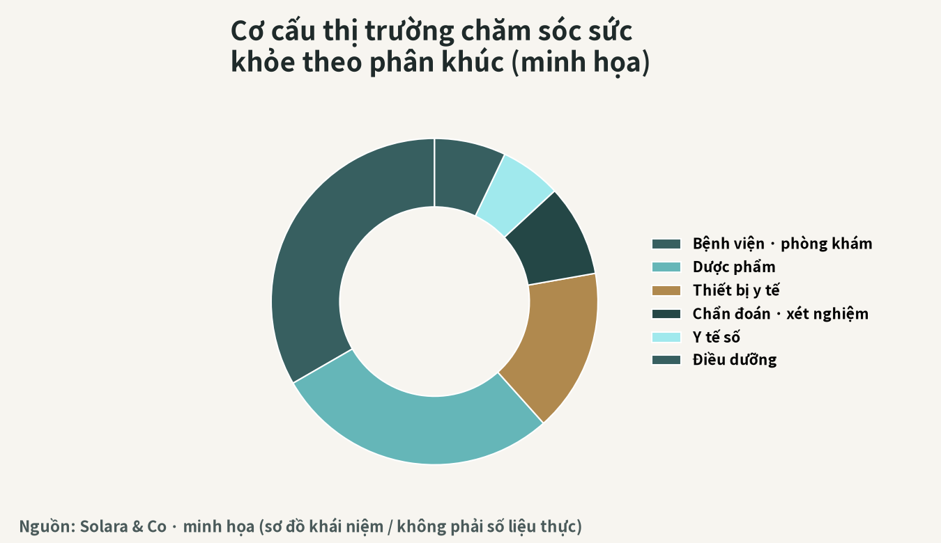 Hình dung cấu trúc theo phân khúc của thị trường chăm sóc sức khỏe Việt Nam (hình minh họa)