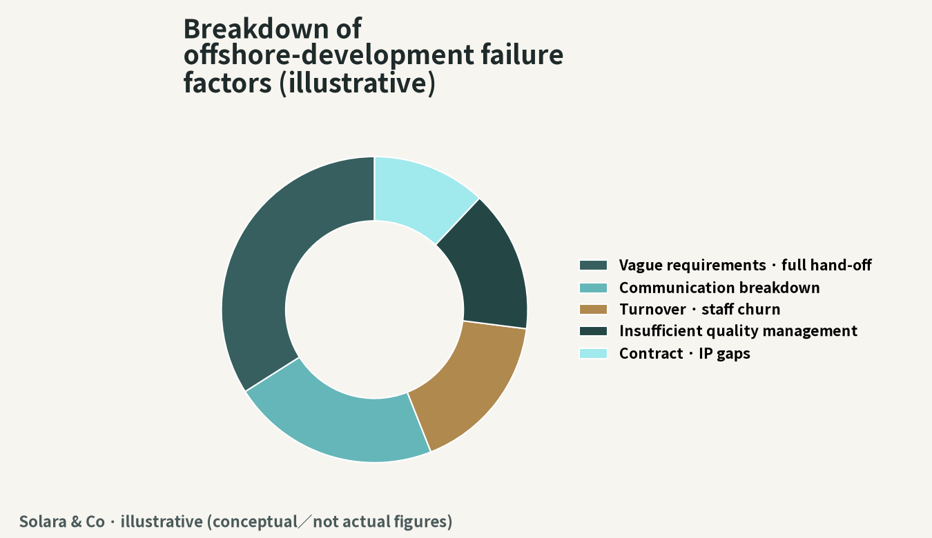 Breakdown of the causes of failure in offshore development (illustrative)